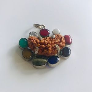 Beautiful Artisan Sterling Silver Pendant W/ Natural Stones. ♥️